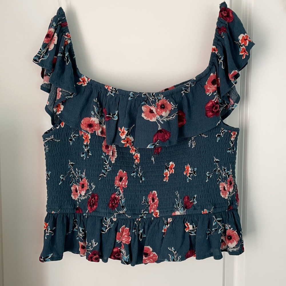 Green Floral Crop Top!